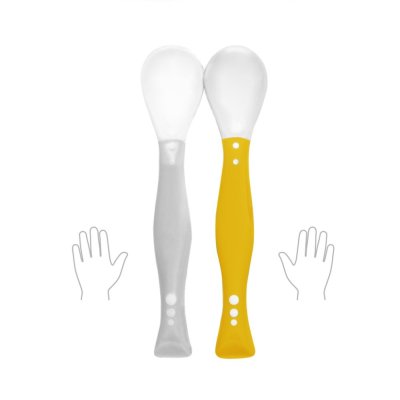 BABYONO Flexi spoons 2 pcs grey/yellow