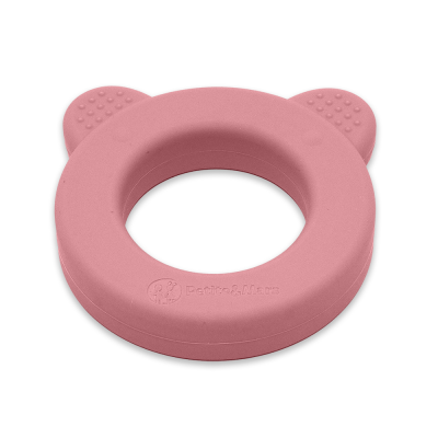 PETITE&MARS Massaggiagengive in silicone con sonaglio Beary Dusty Rose 0m+