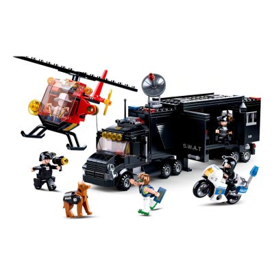 Sluban Police M38-B0659 SWAT base mobile et voleurs en hélicoptère
