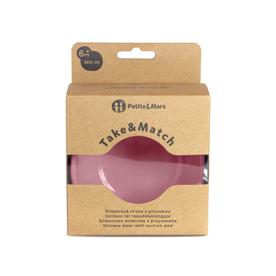 PETITE&MARS Miska silikonová s přísavkou Take&Match Dusty Rose 6m+