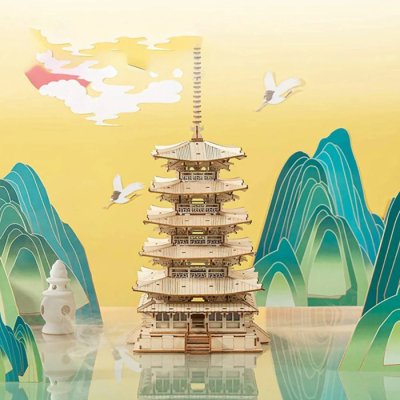 RoboTime 3D dřevěná skládačka Pětipatrová pagoda