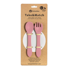 PETITE&MARS Прибори силикон TAKE&MATCH Dusty Rose 6m+