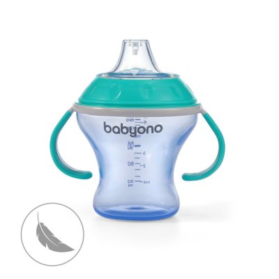 BABYONO Kubek niepłynący z miękkim ustnikiem Natural Nursing 180 ml turkusowy