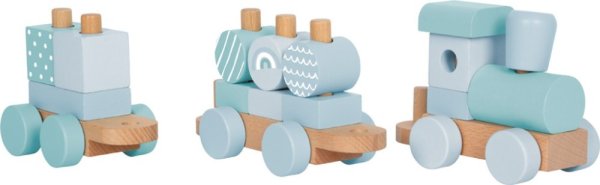 small foot Navliekanie Drevený vláčik modrý