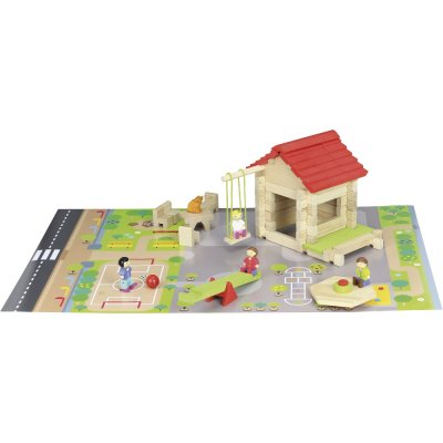Jeujura Set de construcție din lemn 77 piese Grădiniță