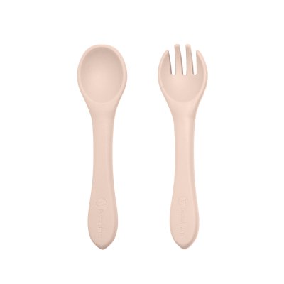 PETITE&MARS Set da pranzo in silicone TAKE&MATCH 2 pezzi piatto + posate Ten Sand 6m+