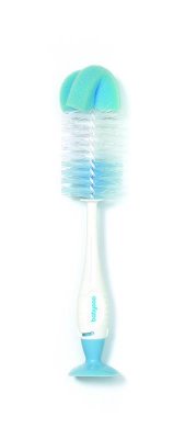 BABYONO Brosse pour nettoyer biberons et tétines 2 en 1 avec ventouse bleue