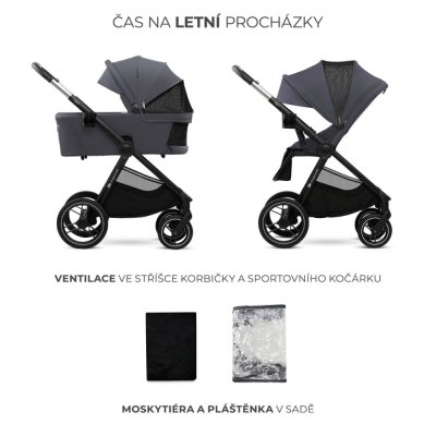 KINDERKRAFT Kombinirani voziček Nea 2 2v1 Dark Grey