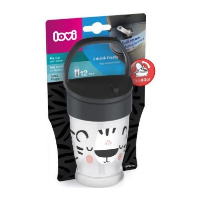 LOVI My cup szalmával Salt&Pepper Junior 250 ml