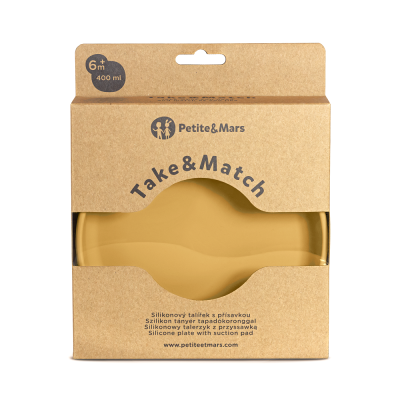 PETITE&MARS Talíř silikonový s přísavkou Take&Match Intense Ochre 6m+