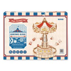 RoboTime 3D Wooden Puzzle Music Box Chain Carousel Colourful