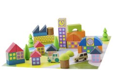 Jeujura Lesena gradbena igrača Vas iz kock 40 delov