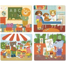 Vilac Puzzle en bois Métiers 4 en 1