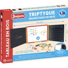 Jeujura Holz-Dreifach-Multifunktionstafel 156x43 cm mit Zubehör, farbig
