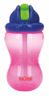 NUBY Kubek niepłynący ze składaną słomką i pojemnością 360 ml, 12 m+ czerwony