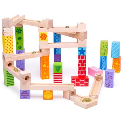 Bigjigs Toys Pista per biglie in legno colorata