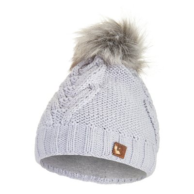 Conjunto de gorro de malha com POMPOM e gola Outlast ® - cinza claro