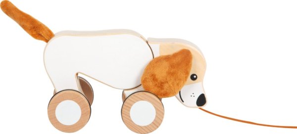 small foot Jouet à tirer en bois Chien avec des oreilles bruissantes