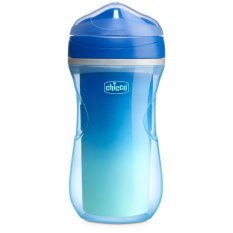 Kubek termiczny CHICCO Active z napojem 266 ml niebieski, gwiazdki 14m+