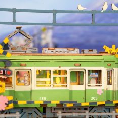 Puzzle 3D en bois RoboTime Station avec sakuras