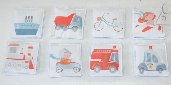 MyMoo Fabric Memory Game - Set of 8 Pairs - Means of Transport
