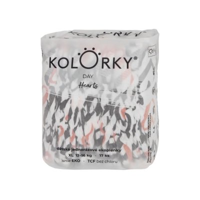 KOLORKY DAY Pleny jednorázové eko, srdce XL (12-16 kg) 17 ks