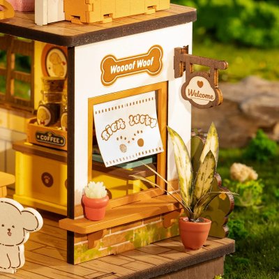 RoboTime 3D houten modelbouwpuzzel Miniatuur poppenhuis Puppyhuis