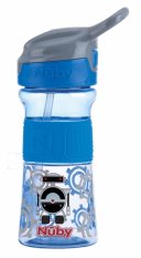 NUBY Sportflasche mit weichem Faltstrohhalm 360 ml, blau, 3+