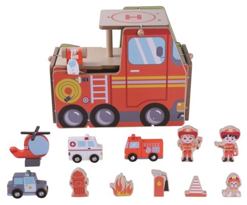 2Kids Toys Holz-Feuerwehrstation 2 in 1