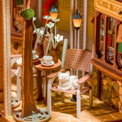 RoboTime Puzle 3D Sujetalibros Miniatura de Casa Ciudad Soleada