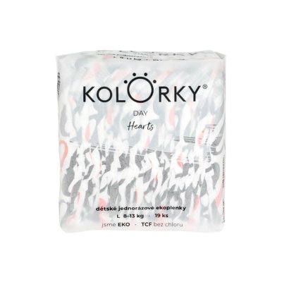 KOLORKY DAY Windeln Einweg Öko, Herz L (8-13 kg) 152 Stück - MONATLICHER VORRAT