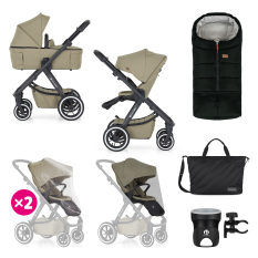 PETITE&MARS Kočárek kombinovaný ICON 2v1 Mossy Green XXL AIR