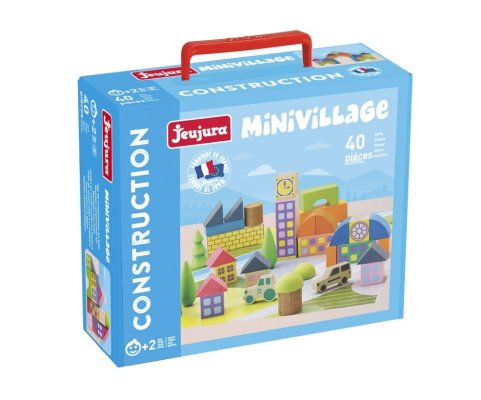 Jeujura Jeu de construction en bois Village de cubes 40 pièces