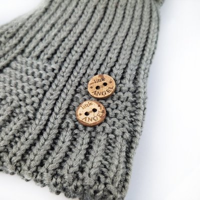 Gorro de punto con pompón, botones Outlast ® - caqui