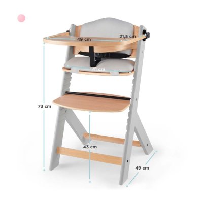 KINDERKRAFT Esszimmerstuhl Enock mit Polsterung Graues Holz, Premium