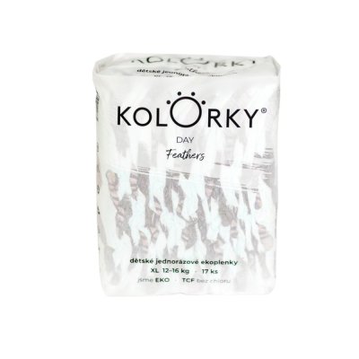KOLORKY DAY Windeln Einweg Öko, Federn XL (12-16 kg) 17 Stk