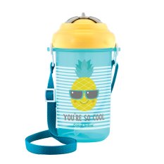 CANPOL BABIES Biberon sport de călătorie cu paie și capac Ananas 400 ml