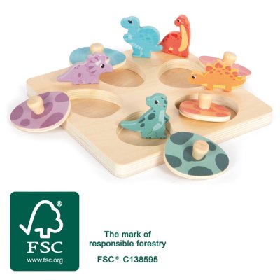 small foot Drewniane puzzle pamięciowe Dino