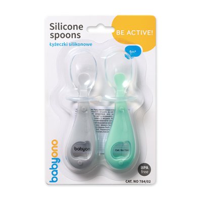 BABYONO Cucharas de silicona - niño 2 piezas, 6m+