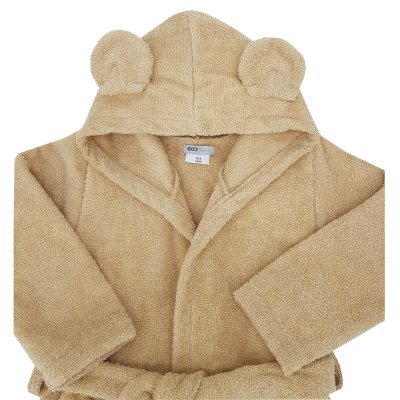 EKO Baumwollbademantel mit Kapuze und Ohren Beige Größe S 80-86