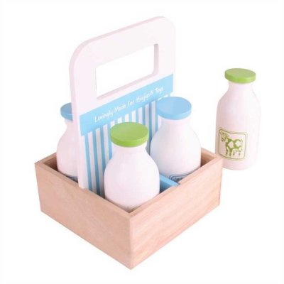 Bigjigs Toys Houten melk in draagbare doos