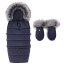 COTTONMOOSE Kombi-Set aus Kinderwagentasche und Handschuhen Graphit/Blau