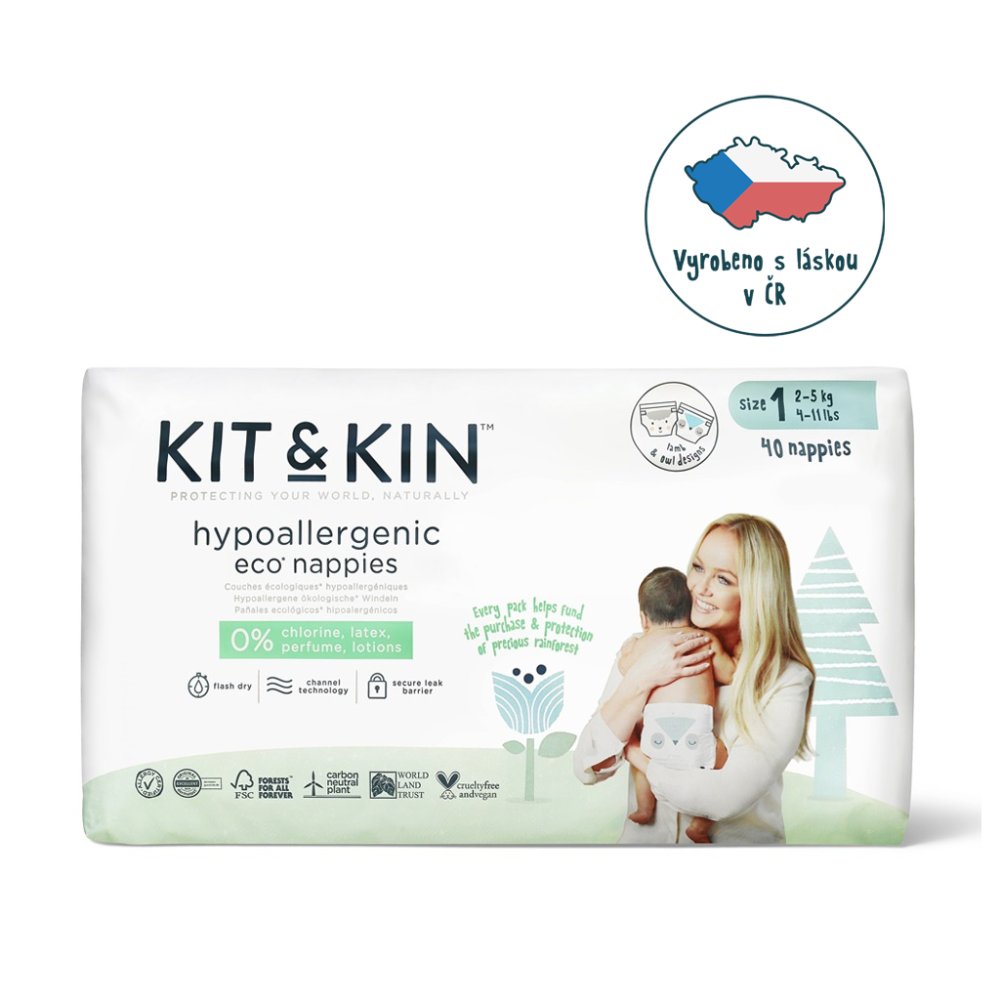 KIT & KIN Diapers disposable eco 1 (2-5 kg) 38 pcs :: Monkey Mum
