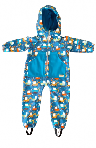 Monkey Mum® Softshell coverall with membrane - Playful construction site - size 98/104, 110/116