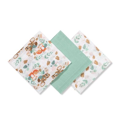 BABYONO Musselinwindeln Super Soft 3 Stück - Mint, 70x70 cm