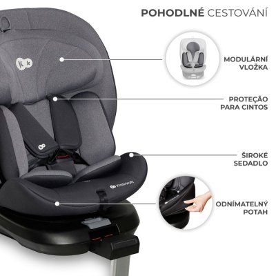 KINDERKRAFT Avtosedež I-360 i-Size 40-150 cm Grey
