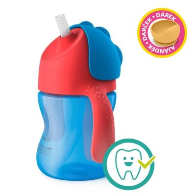 Philips AVENT Hrneček s ohebným brčkem 200 ml chlapec+dárek PETITE&MARS Miska 6m+