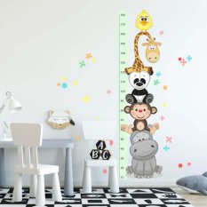 Αυτοκόλλητο τοίχου - Παιδικό μετρητή με χαρούμενα ζωάκια