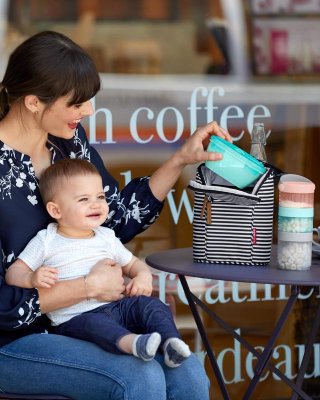 SKIP HOP Miska z łyżeczką w etui ochronnym Easy Serve Teal 240 ml, 3m+