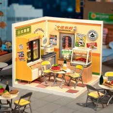 RoboTime 3D drewniane puzzle Miniatura domku Fast Food